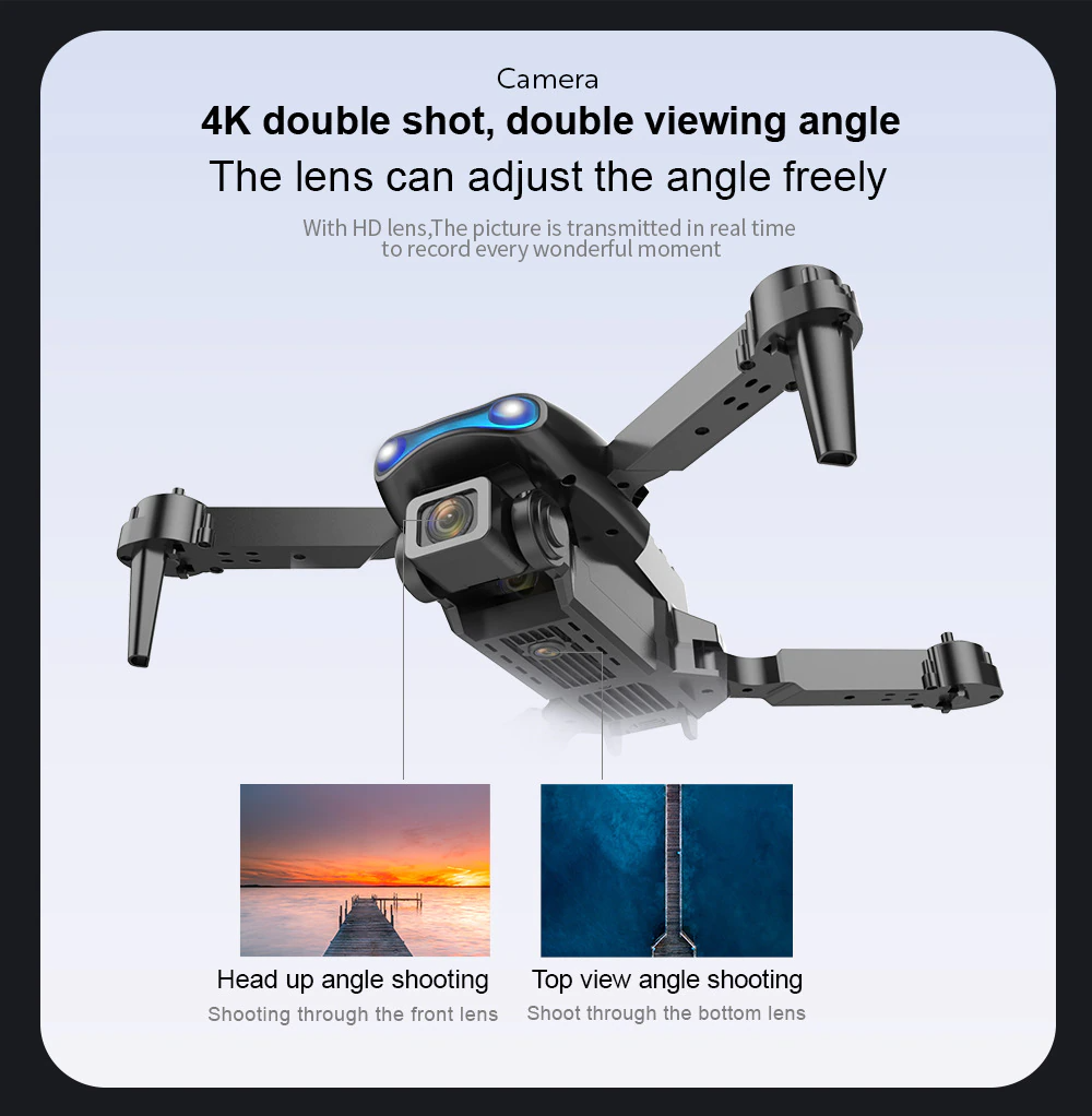 Drones Quadcopter 5G 4K GPS Drone X Pro con Cámara Dual HD WiFi FPV Plegable RC